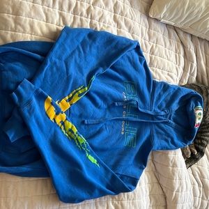 Billie Eilish X Cross Colors YA Dig Blue Flames Merch Sweatshirt Hoodie Sz. S